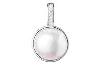Perlenanhänger einzeln Perle weiß 11-11.5 mm, Zirkonia, Öse 6x4 mm, 925er rhodiniertes Silber, Gaura Pearls, Estland